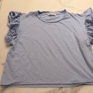 Light Blue Ruffled Sleeve Top